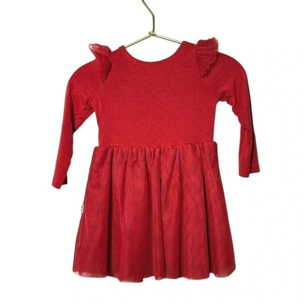 Play by littlesleepies Infant Tulle Long Sleeve Dress‎ Bloomers Red 6-12 Months